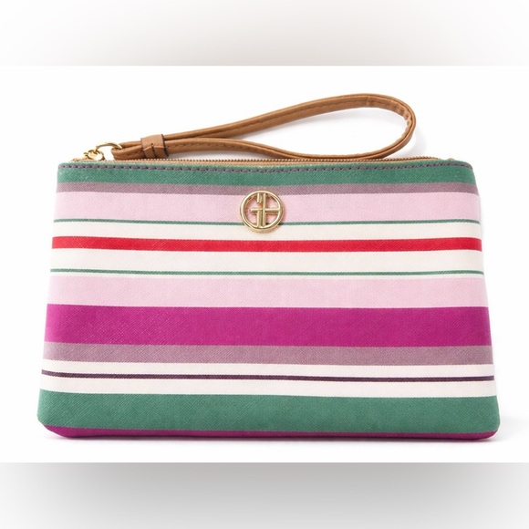 Giani Bernini Handbags - Giani Bernini Striped Wristlet Clutch Bag Multicolor Faux Leather 8x5.5”